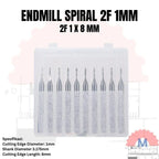 Endmill 2 Flute Spiral 1mm CNC Router Bit Carbide