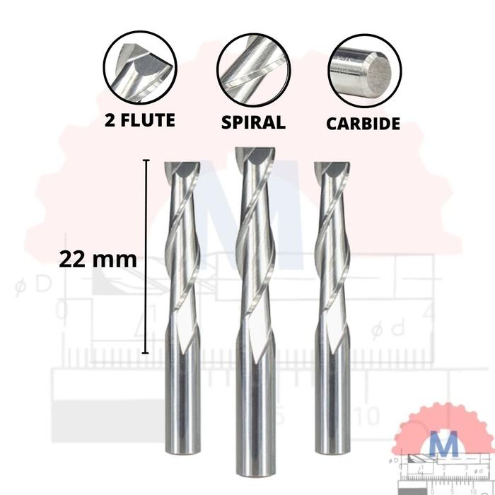 Endmill 2 Flute Spiral 6mm Carbide CNC Router Bit