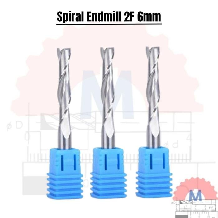 Endmill 2 Flute Spiral 6mm Carbide CNC Router Bit