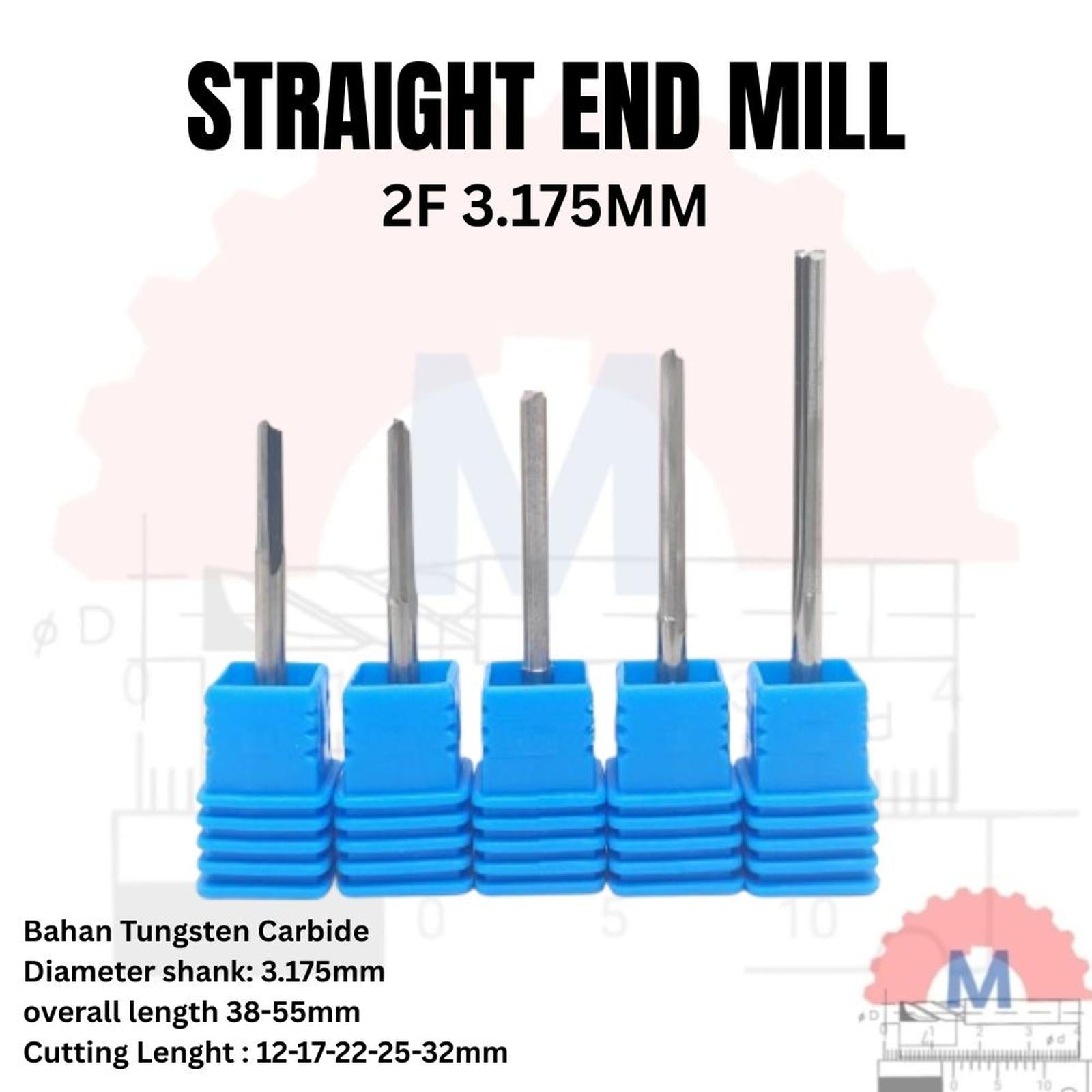 Endmill Straight 2 Flute 3.175mm Carbide CNC Router Bit