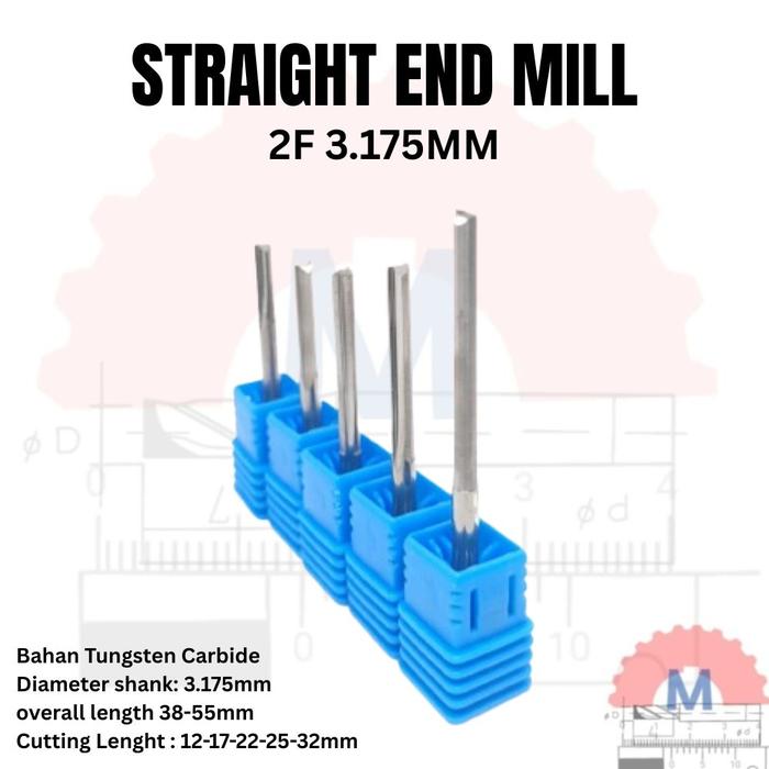 Endmill Straight 2 Flute 3.175mm Carbide CNC Router Bit