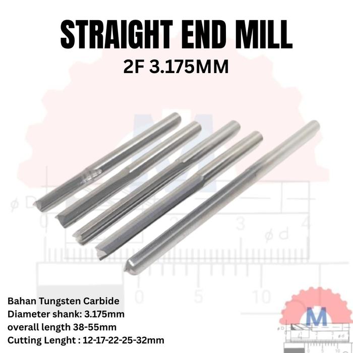 Endmill Straight 2 Flute 3.175mm Carbide CNC Router Bit