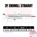Endmill Straight 2 Flute 3.175mm Carbide CNC Router Bit