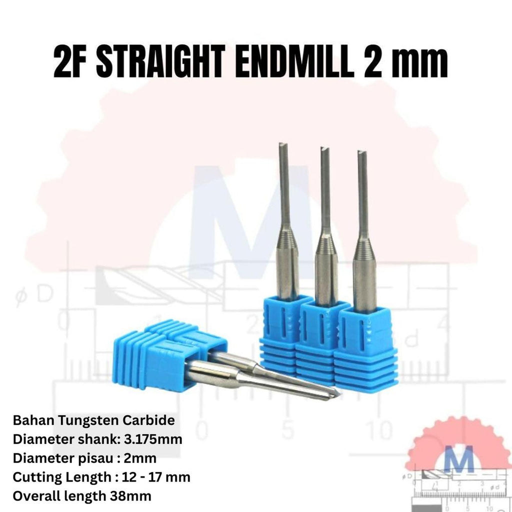 Straight Endmill 2 Flute 2mm Carbide CNC Router Bit