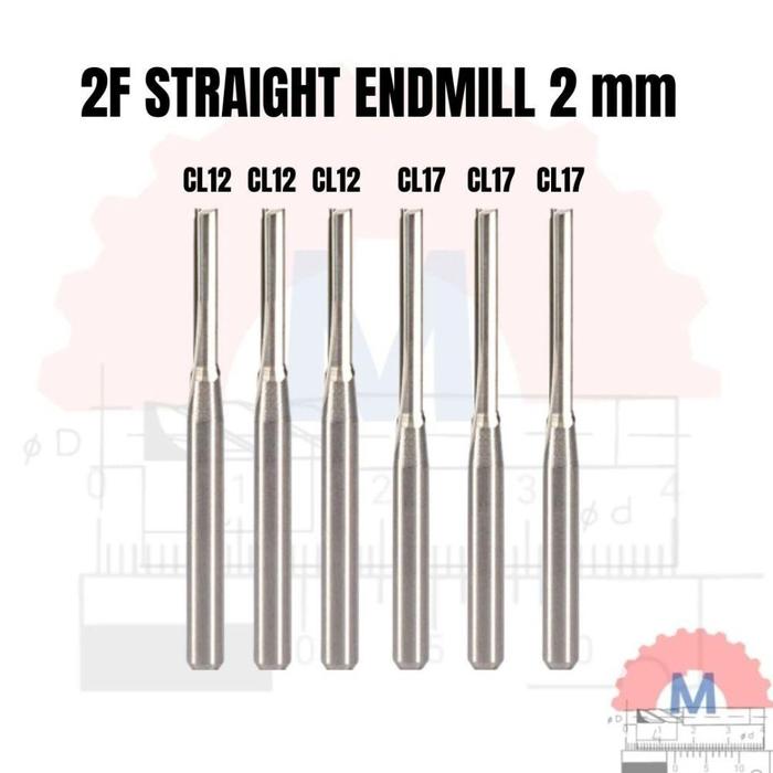 Straight Endmill 2 Flute 2mm Carbide CNC Router Bit