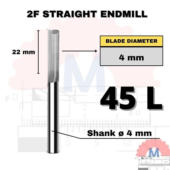 Straight Endmill 2 Flute 4mm Carbide CNC Router Bit
