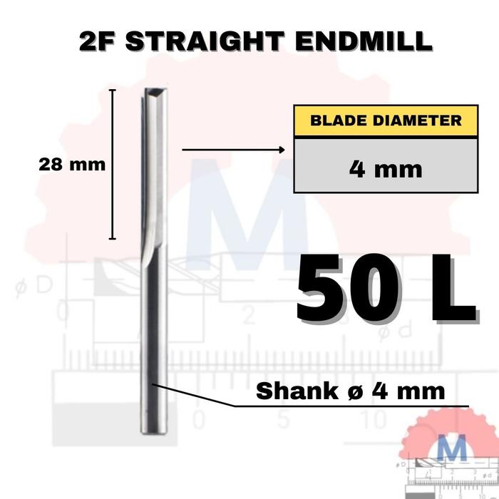 Straight Endmill 2 Flute 4mm Carbide CNC Router Bit
