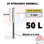Straight Endmill 2 Flute 4mm Carbide CNC Router Bit
