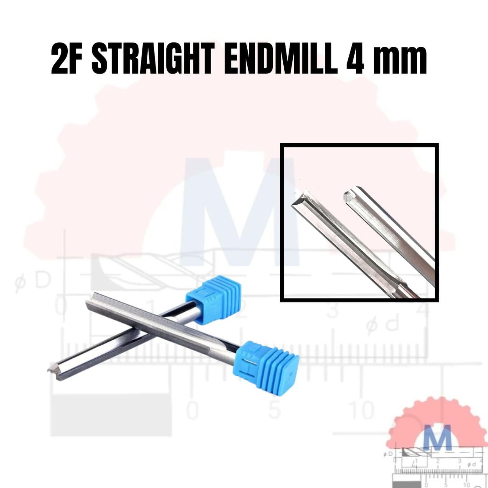 Straight Endmill 2 Flute 4mm Carbide CNC Router Bit