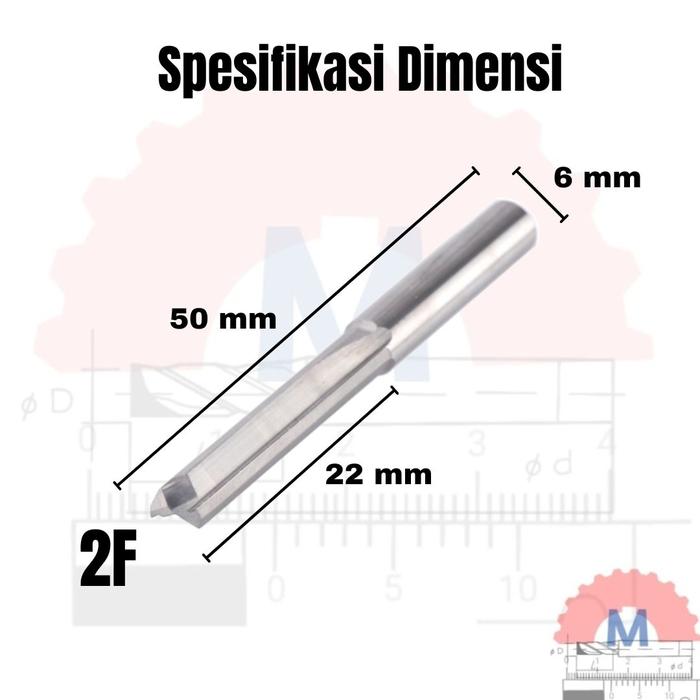 Straight Endmill 2 Flute 6mm Carbide CNC Router Bit