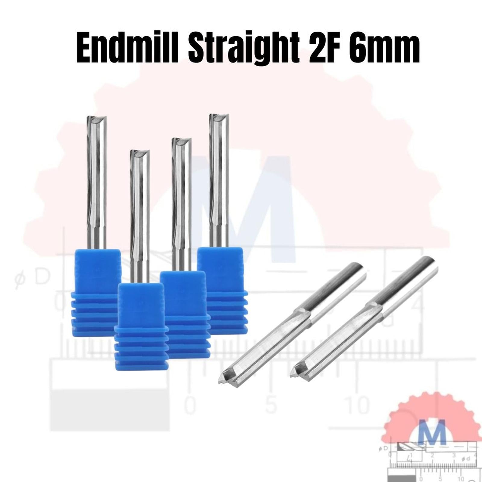 Straight Endmill 2 Flute 6mm Carbide CNC Router Bit