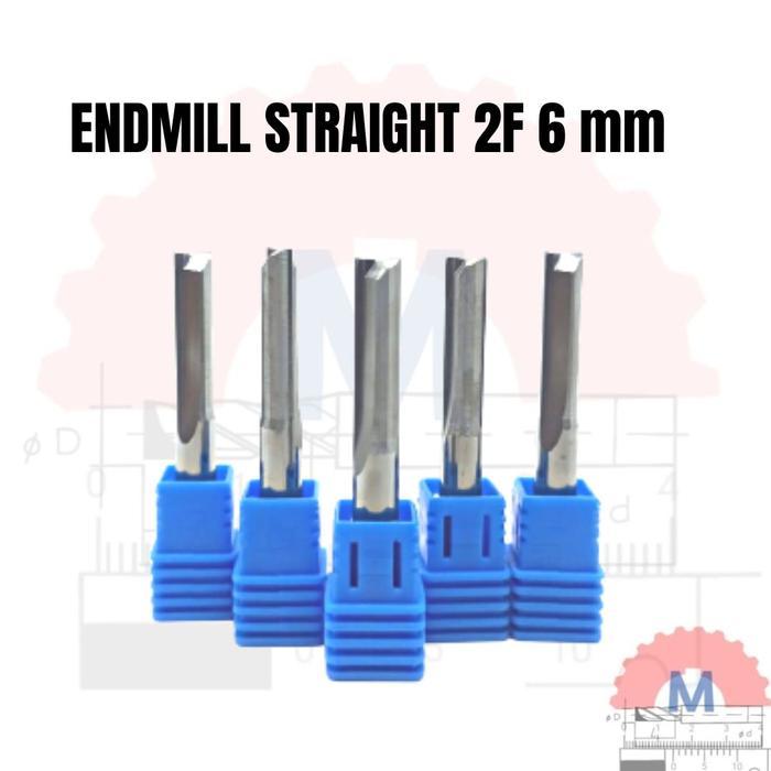 Straight Endmill 2 Flute 6mm Carbide CNC Router Bit