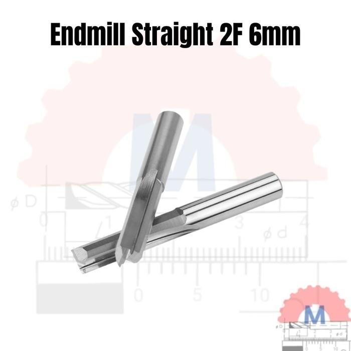 Straight Endmill 2 Flute 6mm Carbide CNC Router Bit