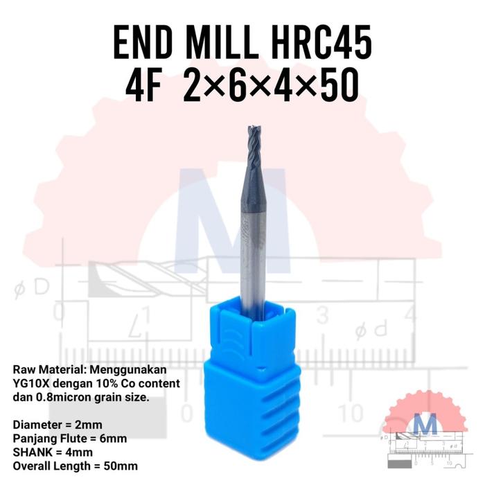 Endmill Carbide HRC45 4 Flute Milling Cutter