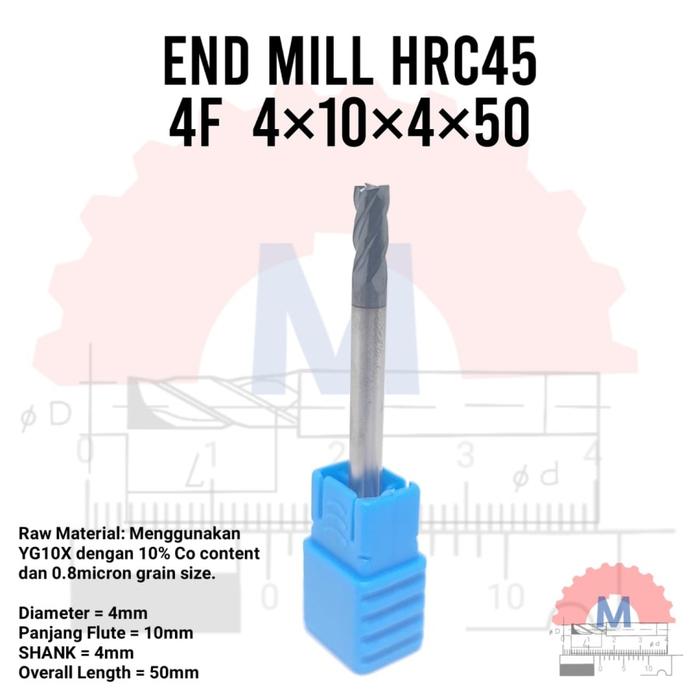 Endmill Carbide HRC45 4 Flute Milling Cutter