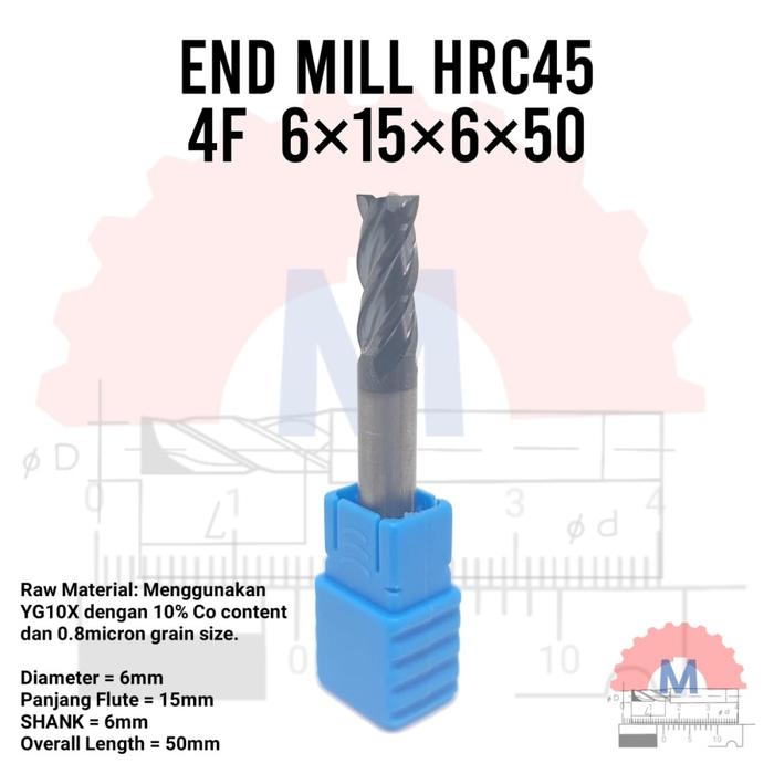 Endmill Carbide HRC45 4 Flute Milling Cutter
