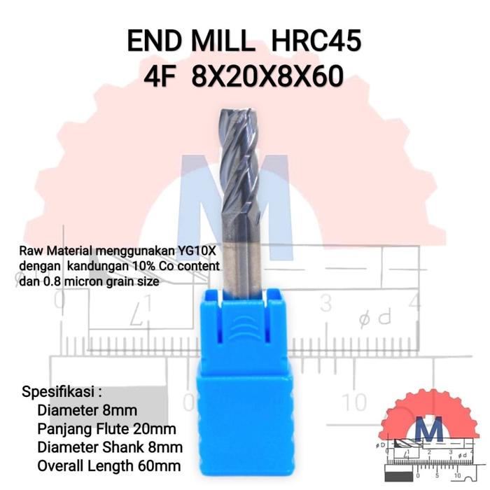 Endmill Carbide HRC45 4 Flute Milling Cutter