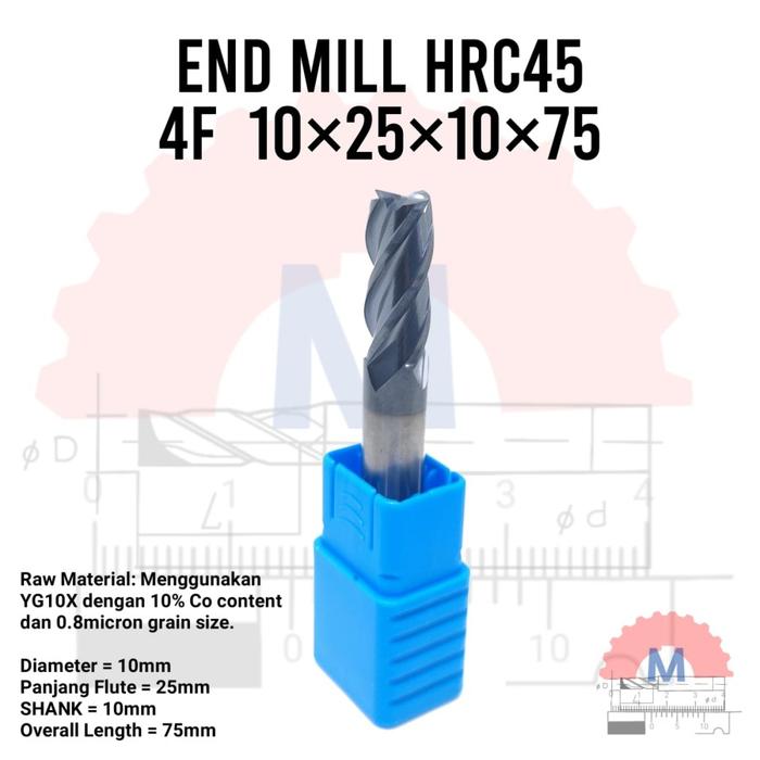 Endmill Carbide HRC45 4 Flute Milling Cutter