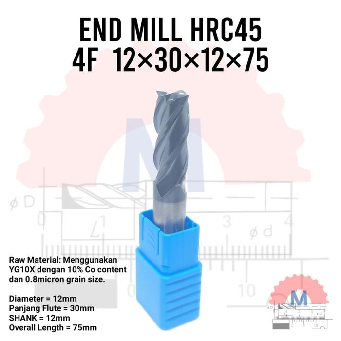 Endmill Carbide HRC45 4 Flute Milling Cutter
