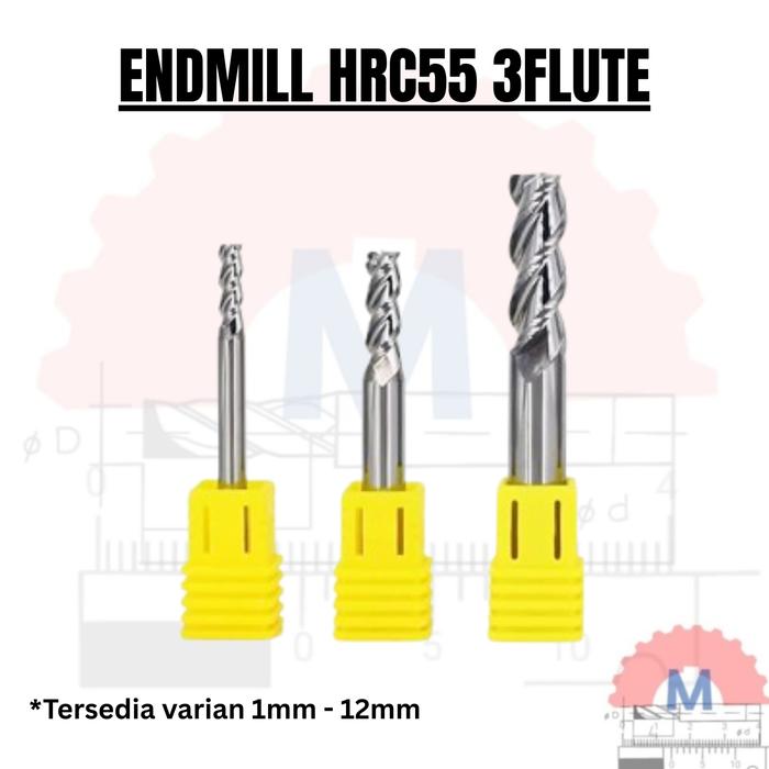 Endmill Carbide HRC55 3 Flute Aluminium Uncoated