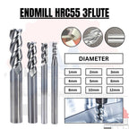 Endmill Carbide HRC55 3 Flute Aluminium Uncoated