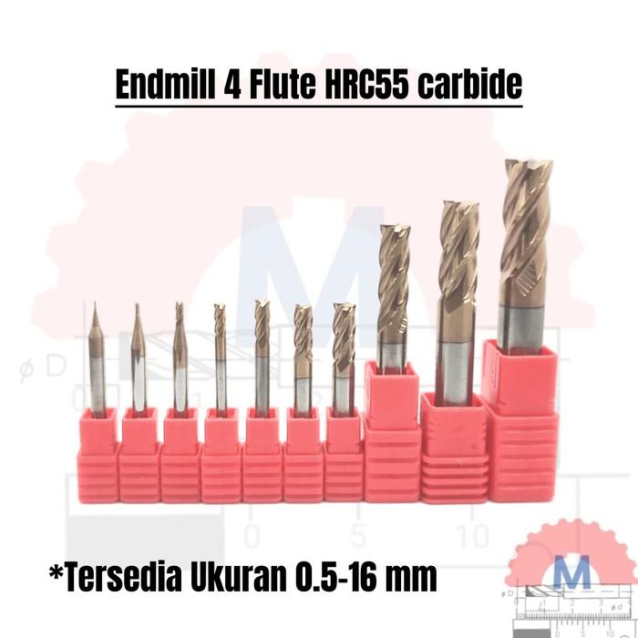 Endmill Carbide HRC55 4 Flute TiSiN Coated for Steel