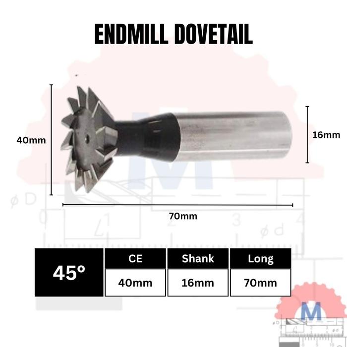 Endmill Ekor Burung 45 Derajat End Mill dovetail groove