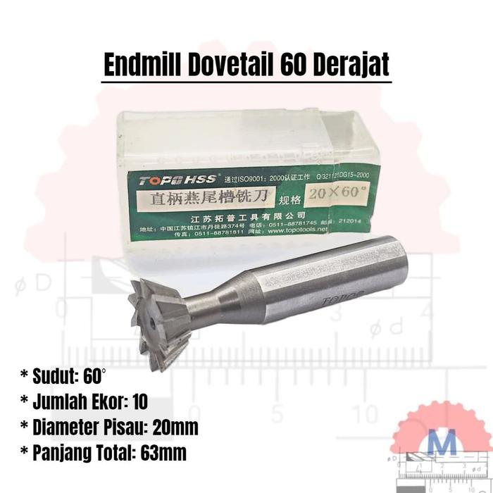 Endmill Ekor Burung 60 Derajat End Mill dovetail groove