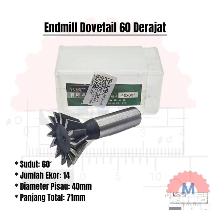 Endmill Ekor Burung 60 Derajat End Mill dovetail groove