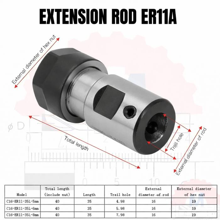 ER11A Collet Chuck Extension Rod Adapter