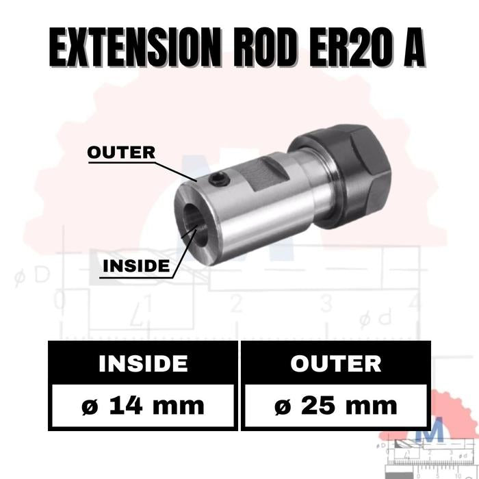 ER20A Collet Chuck Extension Rod Adapter