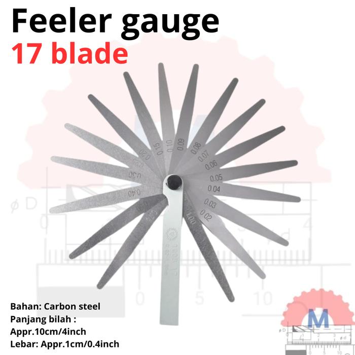 Alat pengukur Celah 0.02 - 1 mm Feeler gauge 17 Blade