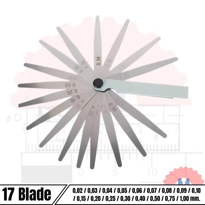 Alat pengukur Celah 0.02 - 1 mm Feeler gauge 17 Blade