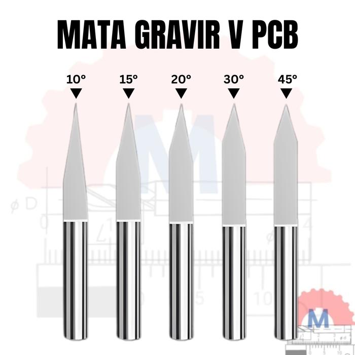 PCB Engraving V Bit 0.1mm Tip 3.175mm Shank