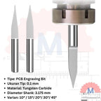 PCB Engraving V Bit 0.1mm Tip 3.175mm Shank
