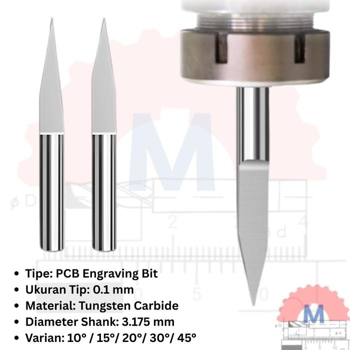 PCB Engraving V Bit 0.1mm Tip 3.175mm Shank
