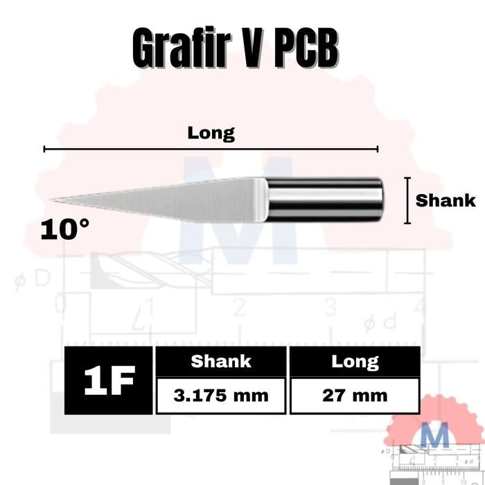 PCB Engraving V Bit 0.1mm Tip 3.175mm Shank