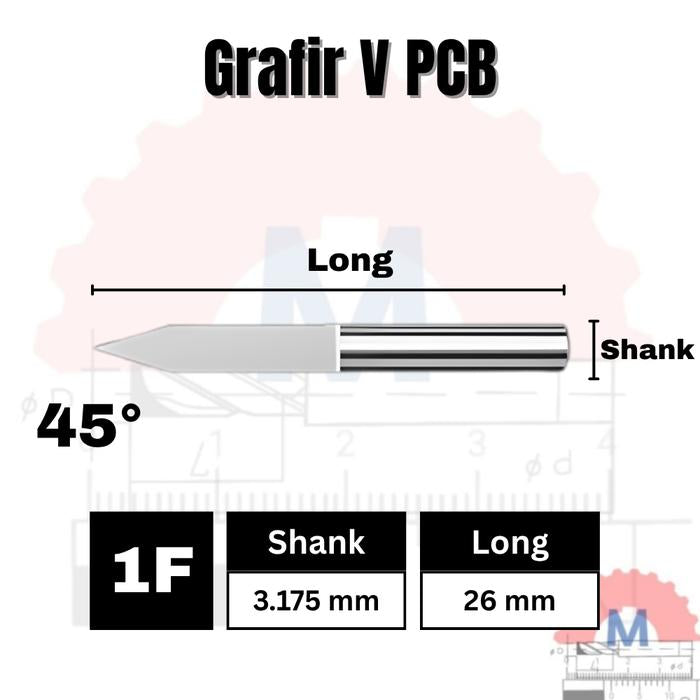 PCB Engraving V Bit 0.1mm Tip 3.175mm Shank