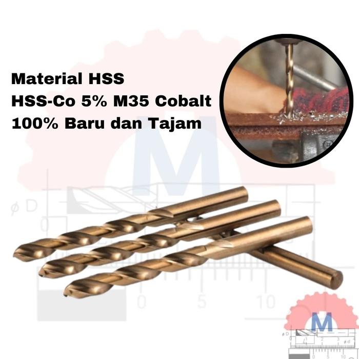 Mata Bor Besi HSS Cobalt Drill Bits HSS Diameter 1mm-10mm