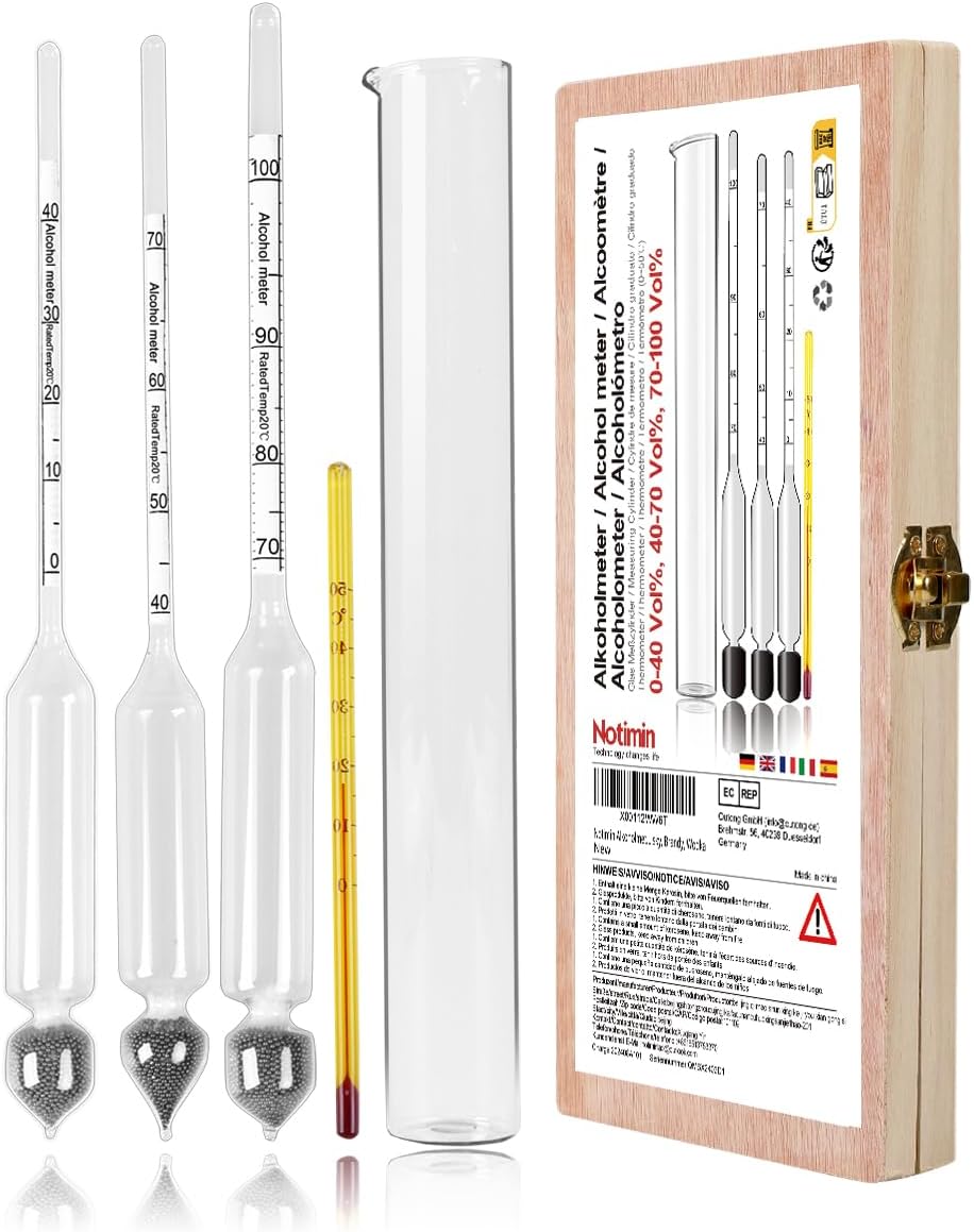 Alcohol Hydrometer Ethanol Tester Set 0-50 & 0-100
