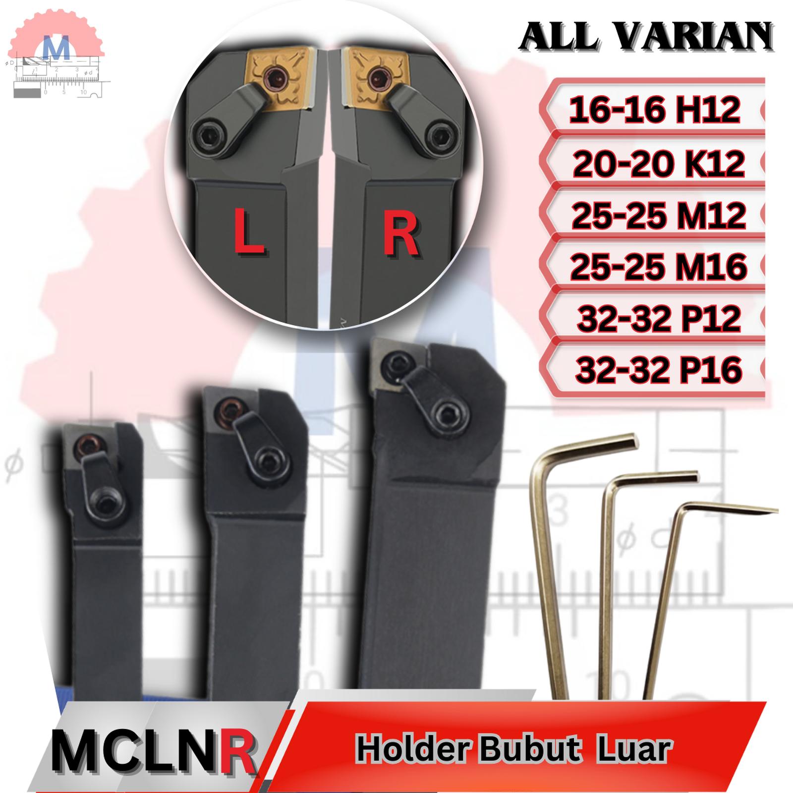 Stang Bubut Luar MCLNR Insert CNMG External Turning Tool (Tanpa Insert)