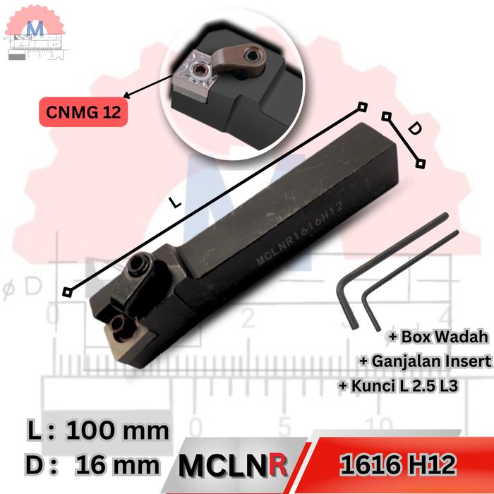 Stang Bubut Luar MCLNR Insert CNMG External Turning Tool (Tanpa Insert)