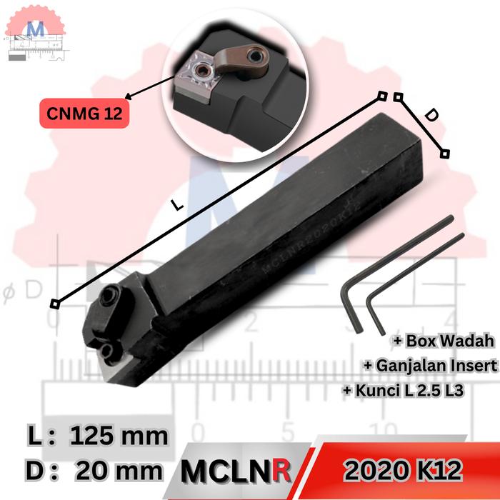Stang Bubut Luar MCLNR Insert CNMG External Turning Tool (Tanpa Insert)