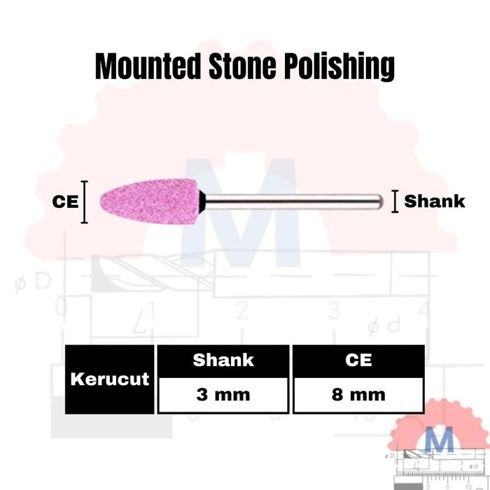 Mounted Stone Grinding Bit 3mm Shank Polishing Tool