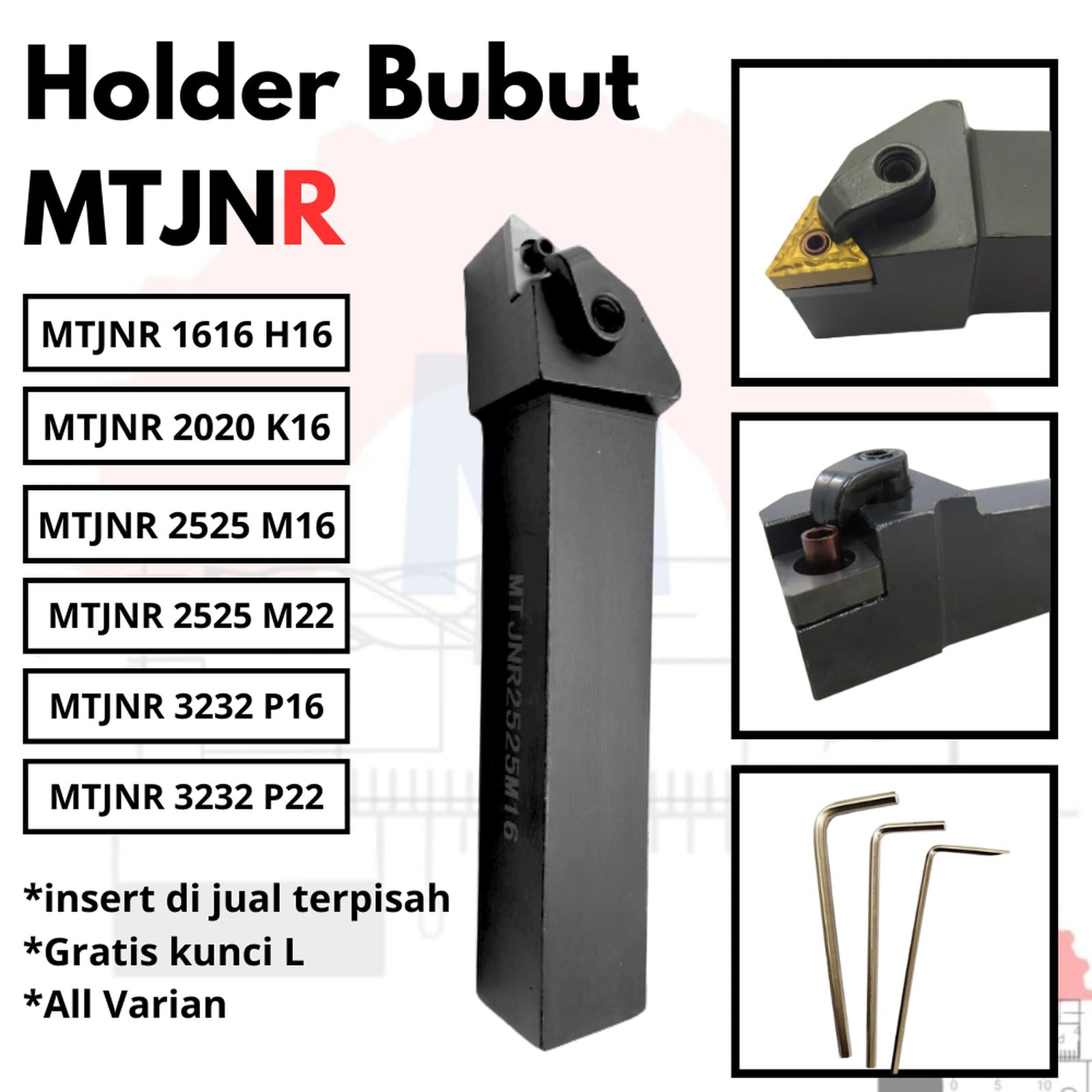 Stang Bubut Luar MTJNR Insert TNMG External Turning Tool (Tanpa Insert)
