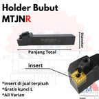 Stang Bubut Luar MTJNR Insert TNMG External Turning Tool (Tanpa Insert)