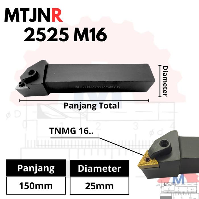 Stang Bubut Luar MTJNR Insert TNMG External Turning Tool (Tanpa Insert)