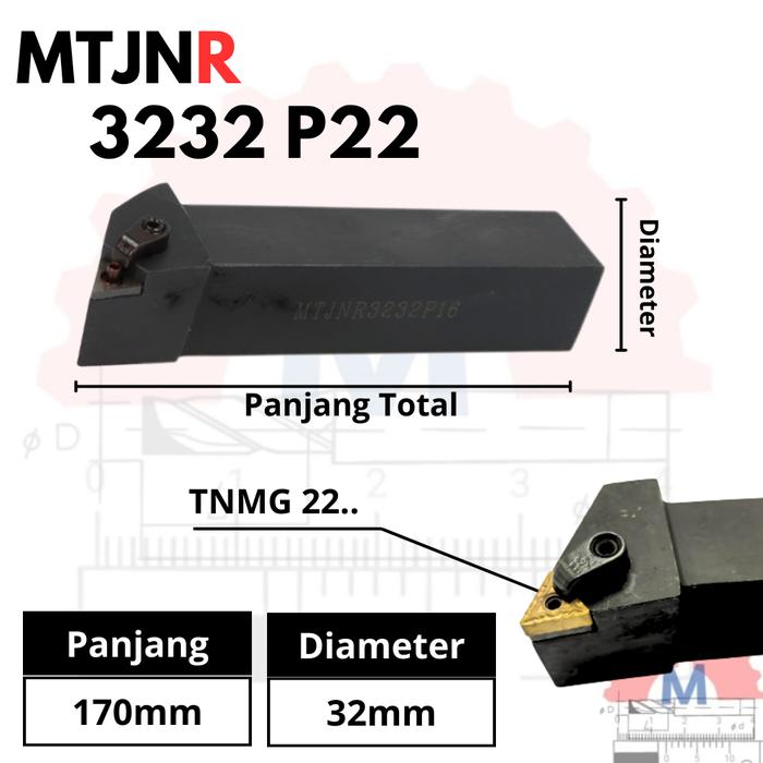 Stang Bubut Luar MTJNR Insert TNMG External Turning Tool (Tanpa Insert)