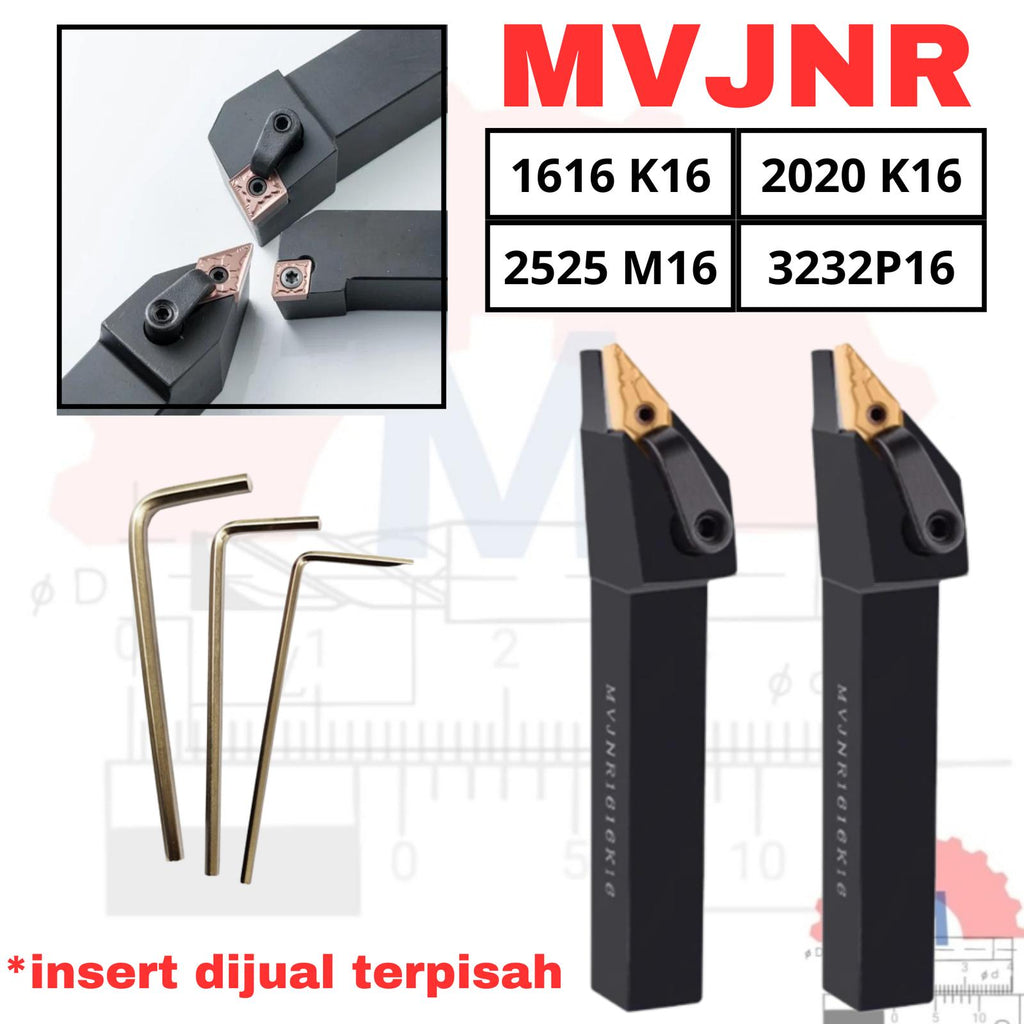 Stang Bubut Luar MVJNR Insert VNMG External Turning Tool (Tanpa Insert)