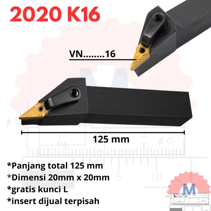 Stang Bubut Luar MVJNR Insert VNMG External Turning Tool (Tanpa Insert)
